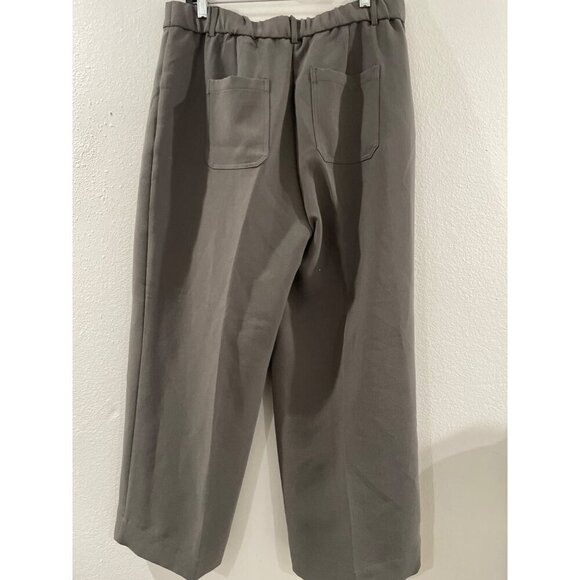 Adrianna Papell Pants Career Pants Wide Leg front patch pocket army green sz 10 - Picture 4 of 7